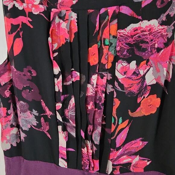 Kirna Zabete At Target Black Floral Maxi Dress Size 6 Side Slit Sheer Bottom - Picture 3 of 12
